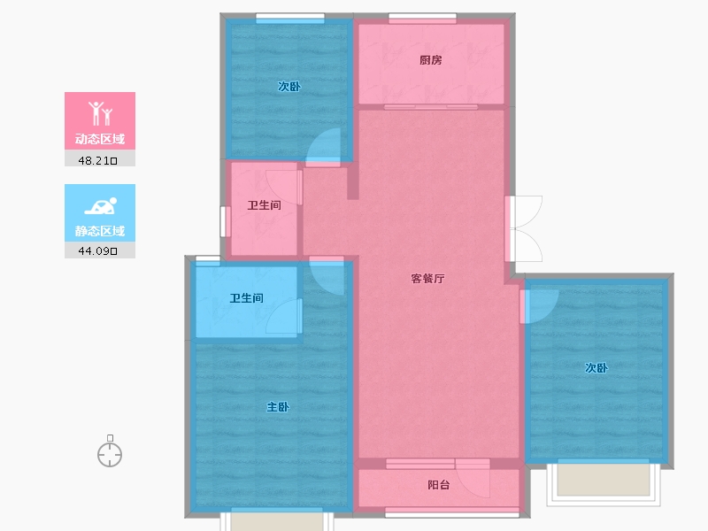 河北省-邢台市-邢台东城天骄-82.28-户型库-动静分区