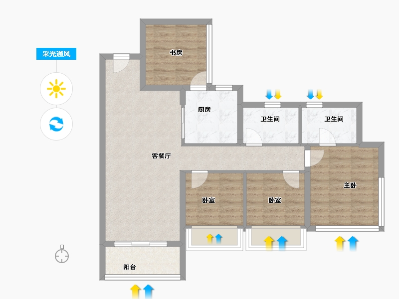 广东省-湛江市-铭鹏福璟-78.40-户型库-采光通风