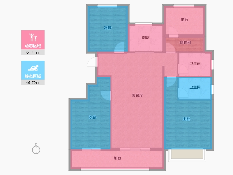 安徽省-马鞍山市-姑溪晓著-104.00-户型库-动静分区