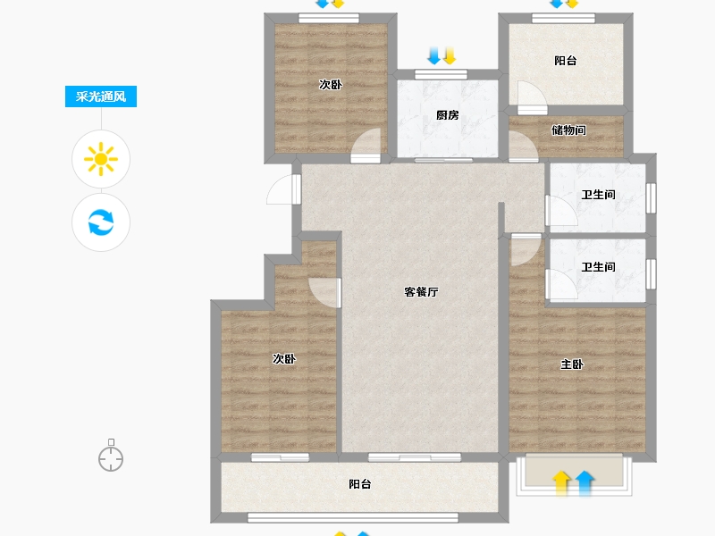 安徽省-马鞍山市-姑溪晓著-104.00-户型库-采光通风