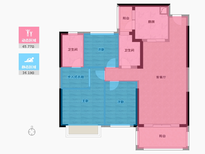 江苏省-镇江市-恒大·铂珺花园-91.21-户型库-动静分区