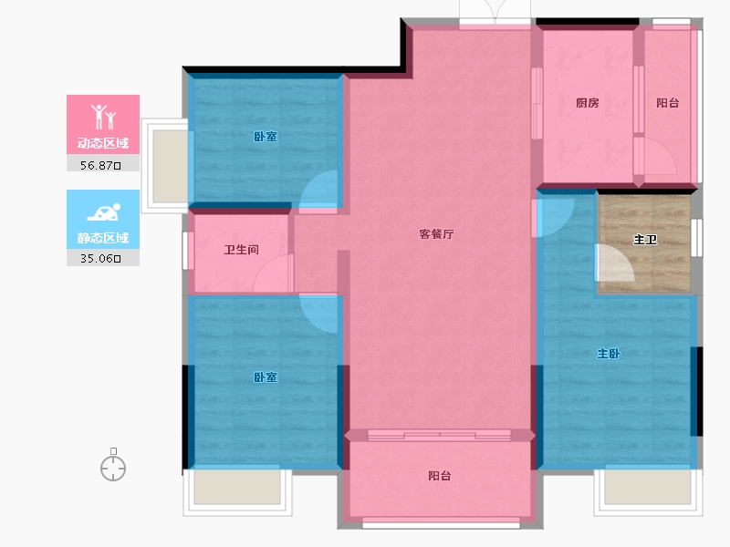 湖南省-郴州市-锦泰山水缘四期-85.84-户型库-动静分区