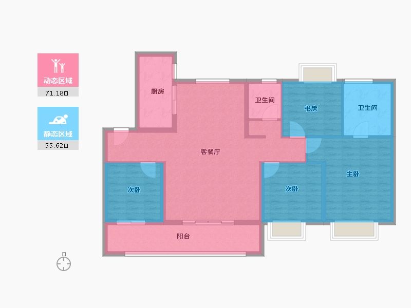 江苏省-南京市-颐居·华发颐和四季府-114.40-户型库-动静分区