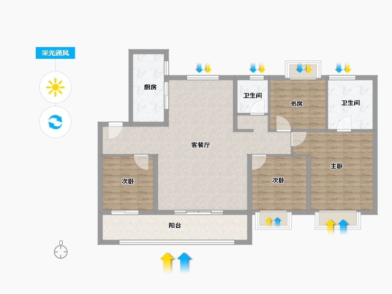 江苏省-南京市-颐居·华发颐和四季府-114.40-户型库-采光通风