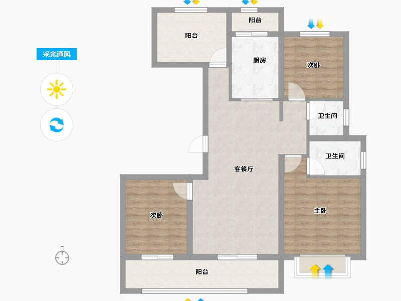 安徽省-马鞍山市-中梁时代江来-95.21-户型库-采光通风