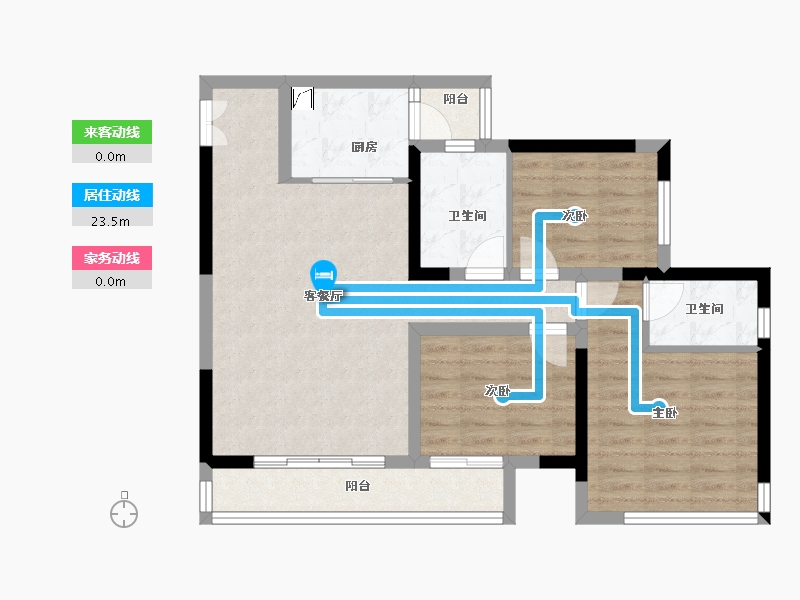 重庆-重庆市-新鸥鹏巴川郡-80.05-户型库-动静线