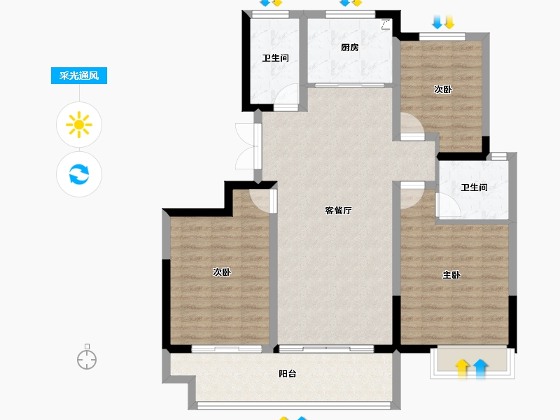 山东省-聊城市-冠县民生·城市领秀-98.86-户型库-采光通风