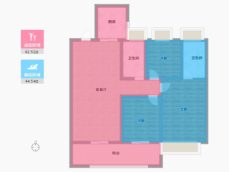 江苏省-南京市-星叶·栖悦湾-95.20-户型库-动静分区