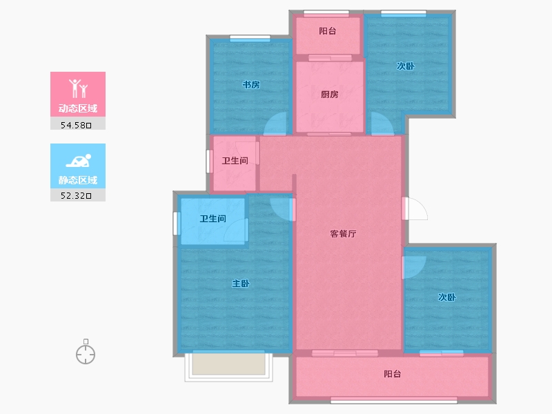 安徽省-马鞍山市-中梁时代江来-96.01-户型库-动静分区