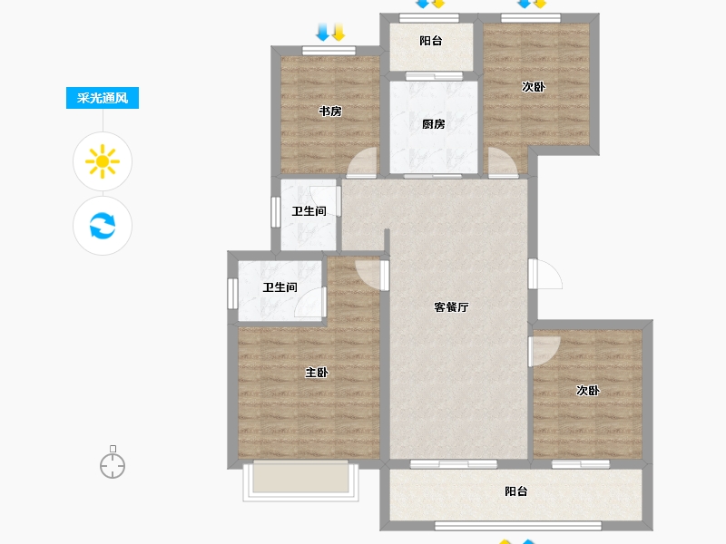 安徽省-马鞍山市-中梁时代江来-96.01-户型库-采光通风