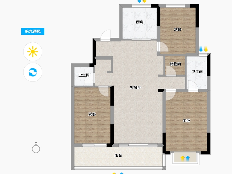 山东省-青岛市-锦绣华城·世家-103.94-户型库-采光通风