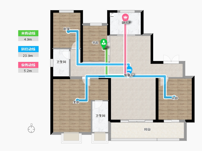 河南省-郑州市-华润郑东万象城·幸福里-126.36-户型库-动静线