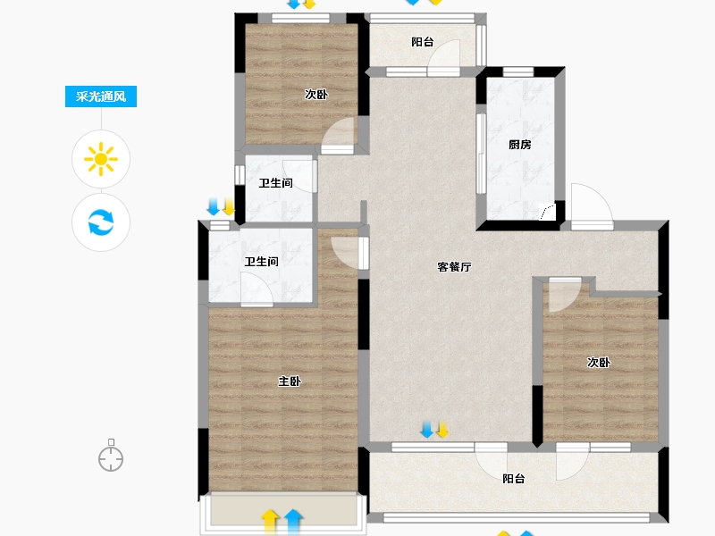 山东省-青岛市-国信溪地美岸-100.29-户型库-采光通风