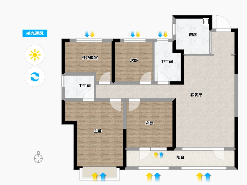 山东省-青岛市-青啤静澜山-118.18-户型库-采光通风