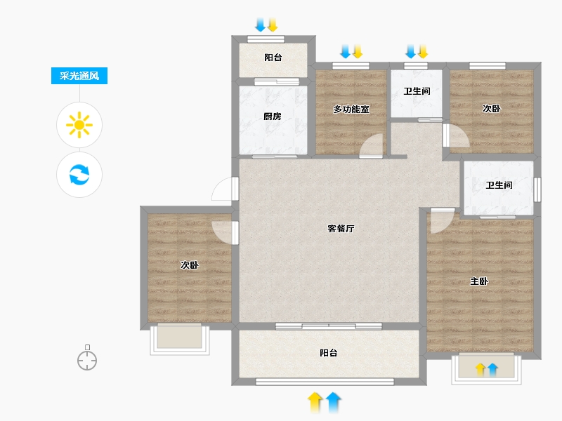 安徽省-马鞍山市-中梁时代江来-103.21-户型库-采光通风