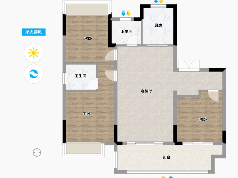 江苏省-镇江市-朱方·崇实里-94.41-户型库-采光通风