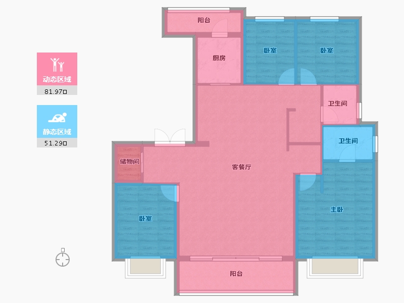 湖南省-长沙市-万科松湖天地-120.95-户型库-动静分区