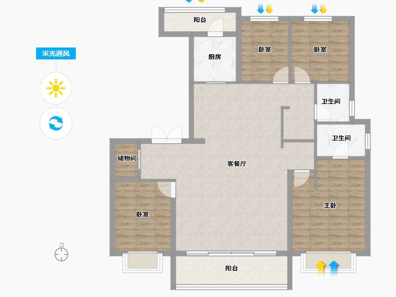 湖南省-长沙市-万科松湖天地-120.95-户型库-采光通风