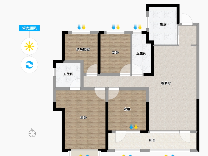 山东省-青岛市-青啤静澜山-117.61-户型库-采光通风