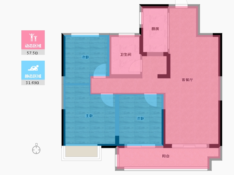 江苏省-镇江市-镇江金地·四季风华-79.20-户型库-动静分区