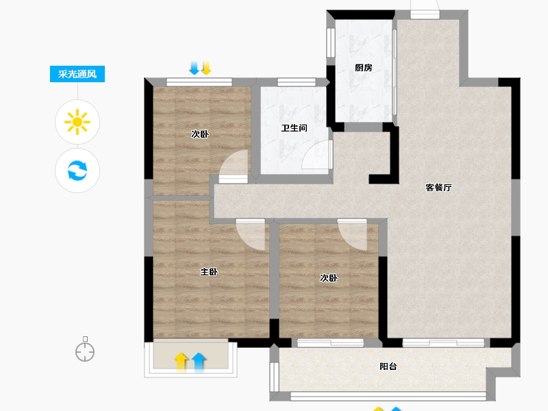 江苏省-镇江市-镇江金地·四季风华-79.20-户型库-采光通风