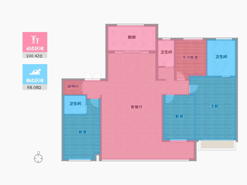 湖南省-长沙市-万科松湖天地-154.41-户型库-动静分区