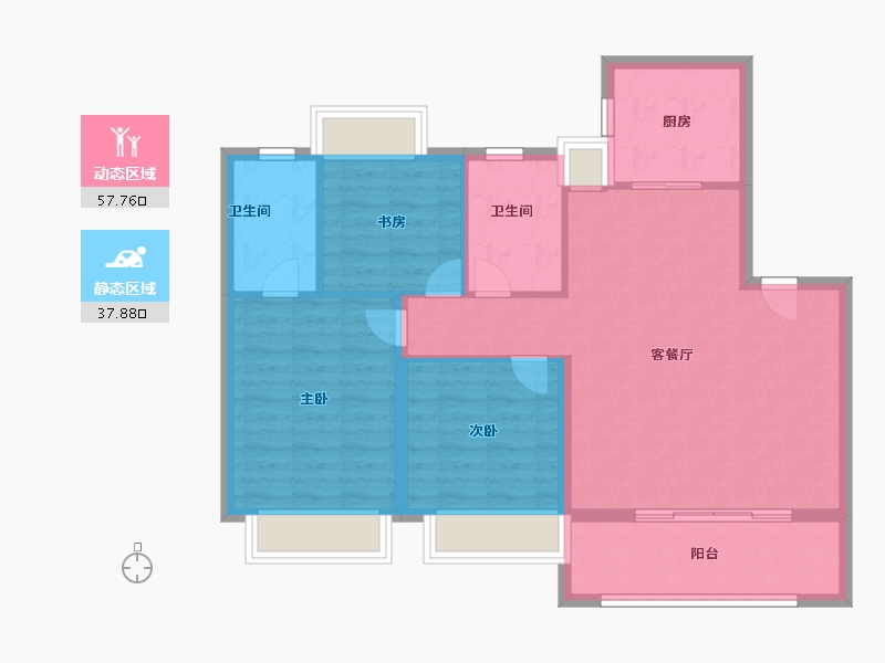 江苏省-南京市-颐居·华发颐和四季府-86.40-户型库-动静分区