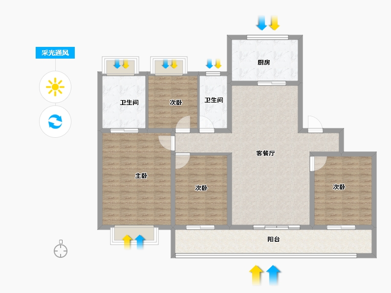 江苏省-南京市-星叶·栖悦湾-126.40-户型库-采光通风