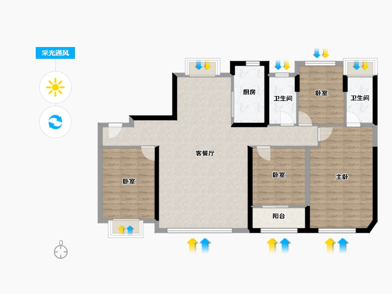 福建省-厦门市-保利国贸天琴-116.00-户型库-采光通风