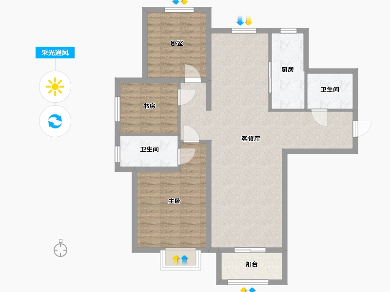 河北省-保定市-中贤佳苑-94.00-户型库-采光通风