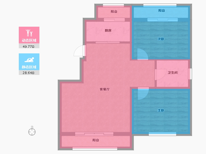 山东省-烟台市-福禄山庄-69.88-户型库-动静分区