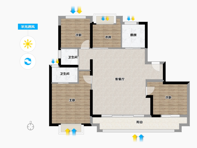 福建省-泉州市-保利隆恩和光尘樾-114.40-户型库-采光通风