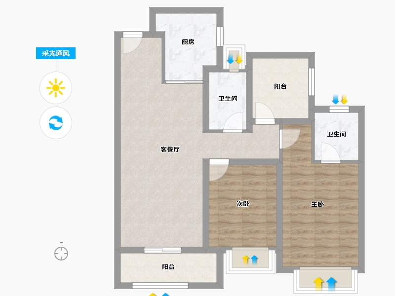 广东省-珠海市-方直西岸-76.01-户型库-采光通风