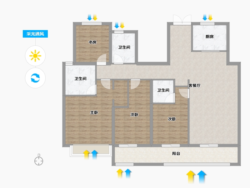 浙江省-绍兴市-万达建设春和璟明-140.00-户型库-采光通风