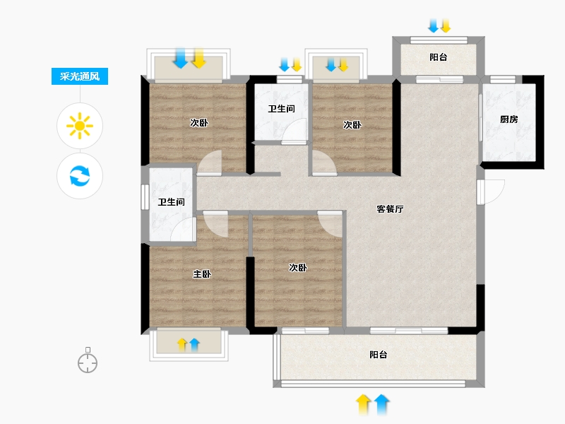 福建省-泉州市-菁华右文府-92.80-户型库-采光通风