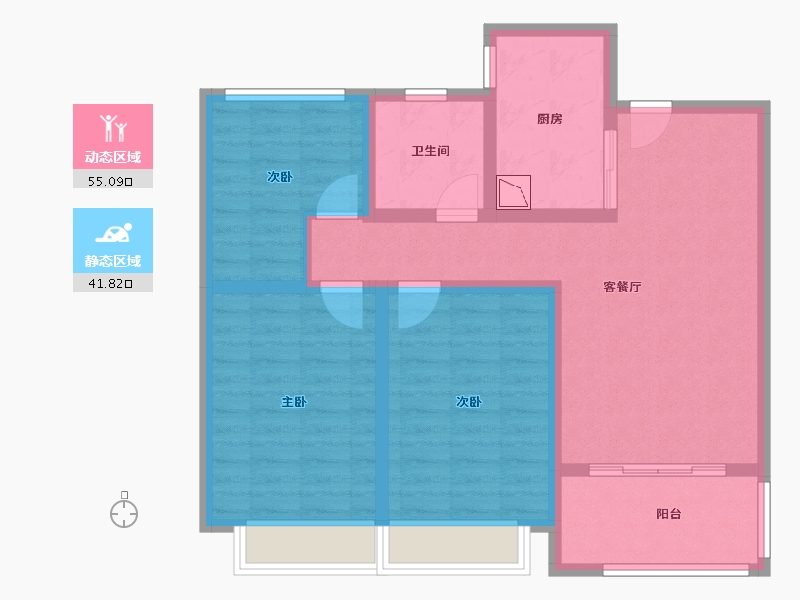 安徽省-六安市-悠然蓝溪 水韵东方-85.70-户型库-动静分区