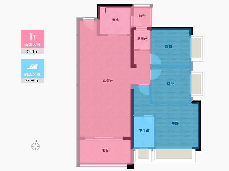 广东省-惠州市-隆生鹿江花园-80.72-户型库-动静分区