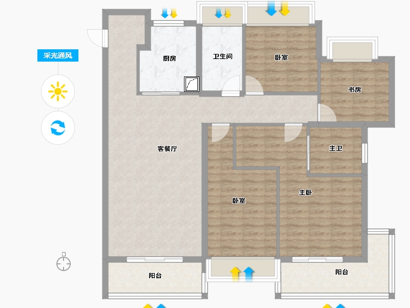 江苏省-苏州市-湖西银座-118.60-户型库-采光通风