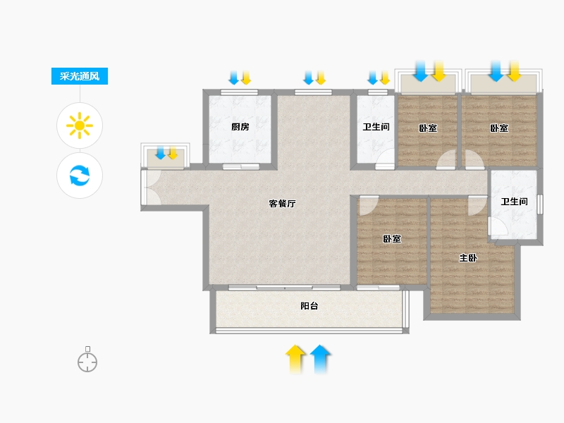 广东省-东莞市-华润置地中心·润府-117.28-户型库-采光通风