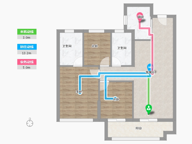 福建省-福州市-万科城市花园-68.80-户型库-动静线