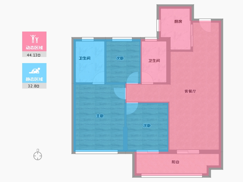 福建省-福州市-万科城市花园-68.80-户型库-动静分区