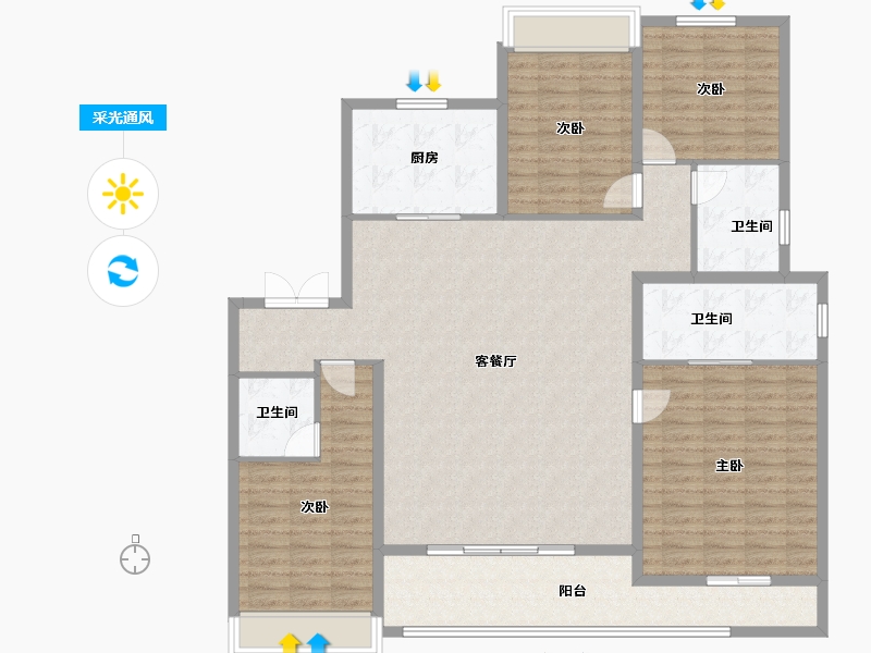 浙江省-绍兴市-元垄望品-149.67-户型库-采光通风