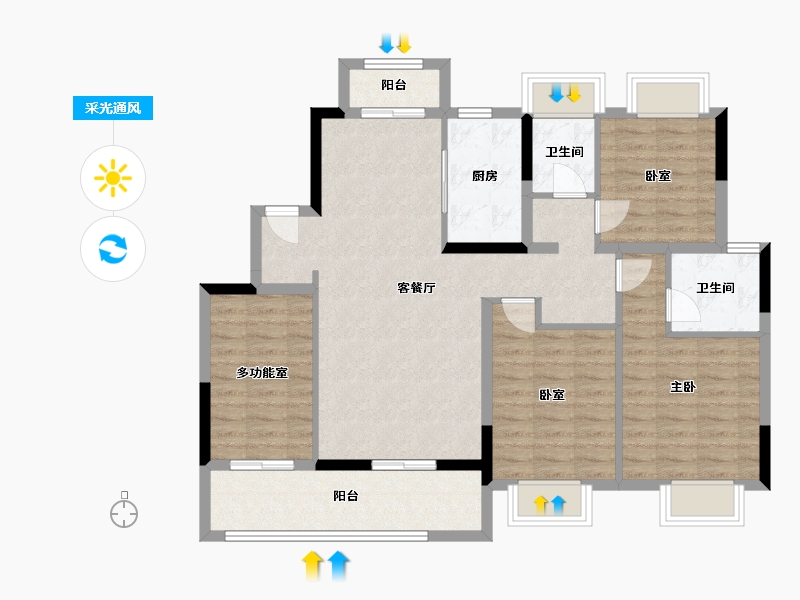 江苏省-南通市-师山壹品-103.20-户型库-采光通风