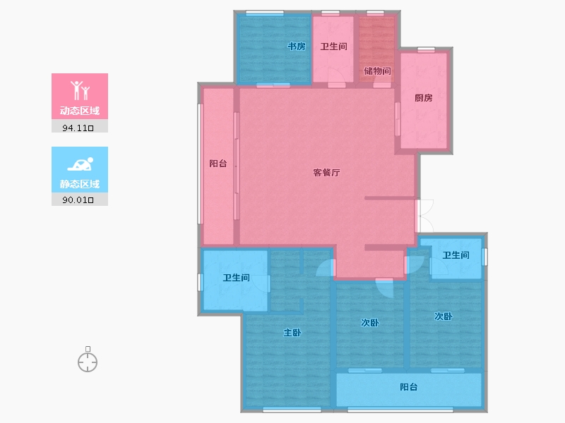 浙江省-绍兴市-元垄望品-166.21-户型库-动静分区