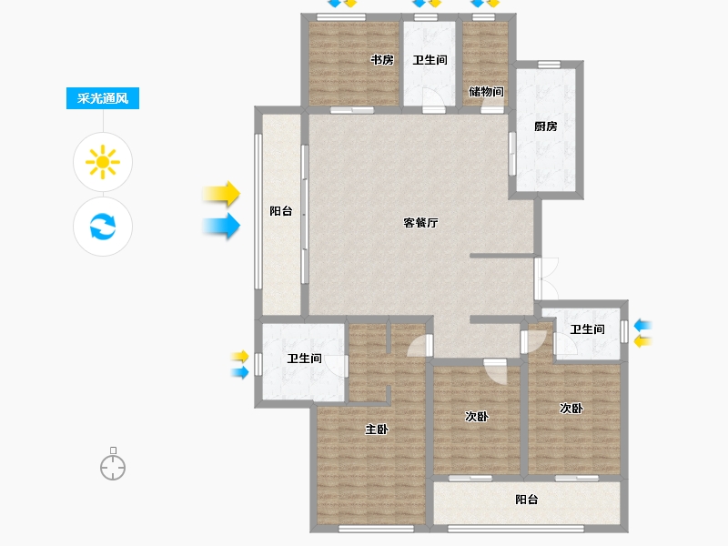 浙江省-绍兴市-元垄望品-166.21-户型库-采光通风