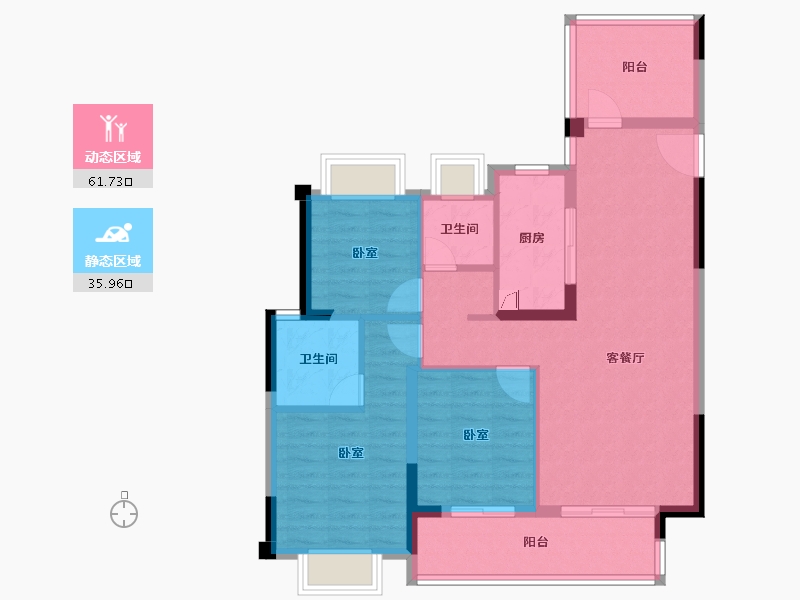 广东省-惠州市-华发旭辉铂钻花园-87.34-户型库-动静分区