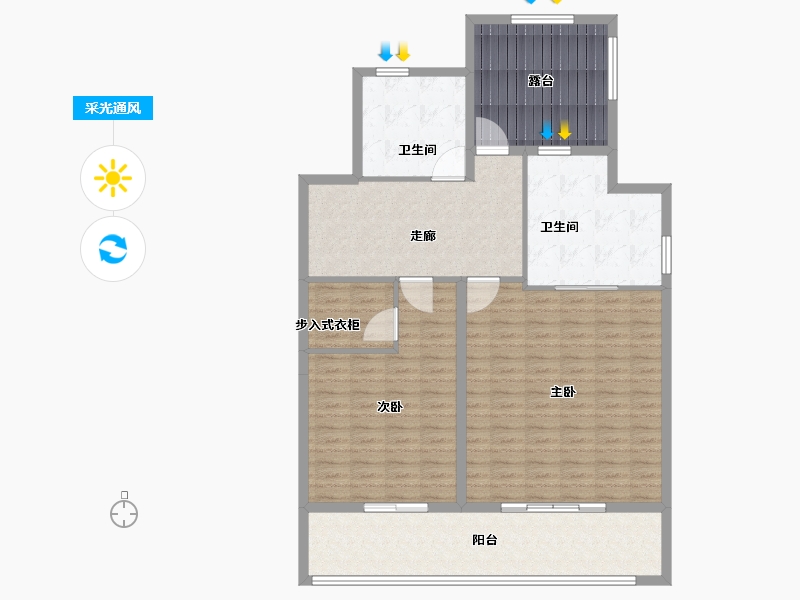 浙江省-绍兴市-万达建设春和璟明-124.00-户型库-采光通风