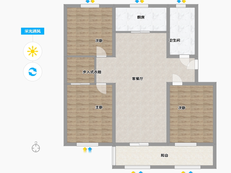 山东省-潍坊市-马官文馨居-110.00-户型库-采光通风