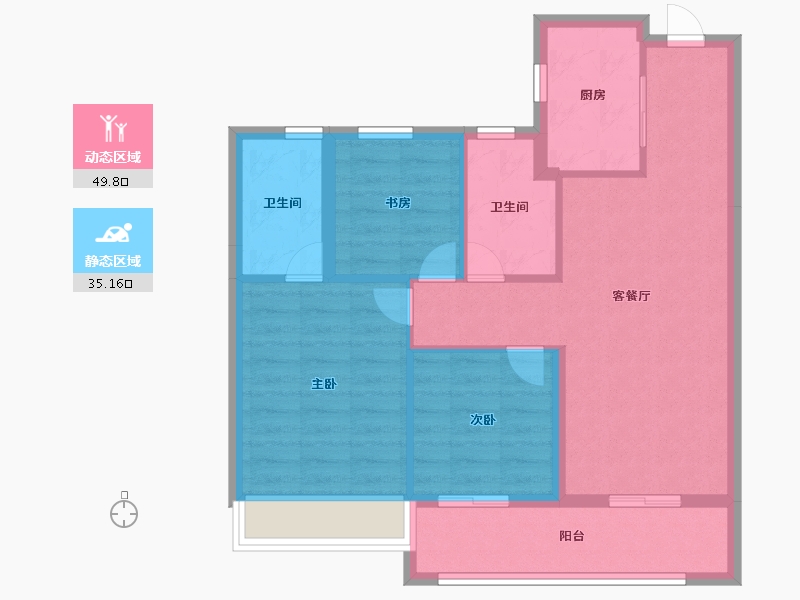 浙江省-绍兴市-锦上-76.00-户型库-动静分区