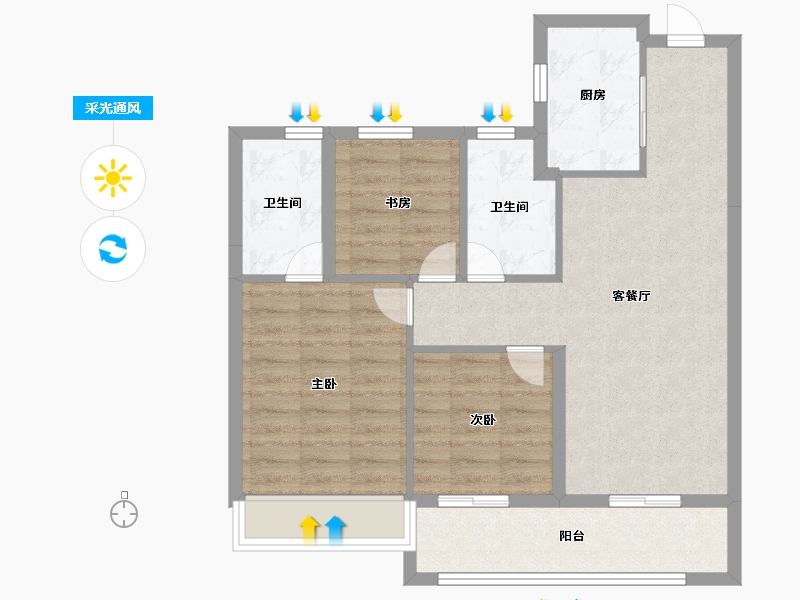 浙江省-绍兴市-锦上-76.00-户型库-采光通风